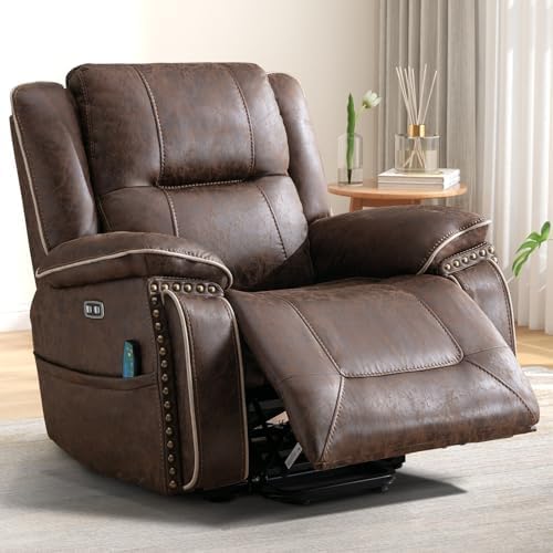 Phoenix Home Dual Motor Power Lift Chair for Elderly, Lift Chairs with Massage and Heat, Leather Electric Chairs for Adults, Recliner Chair with USB