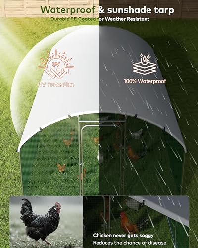 Chicken Coop Poultry Cage Large Metal Hen Run with Water-Resident Cover for Rabbit Duck House Outdoor Walk-in Chicken Pen for Yard