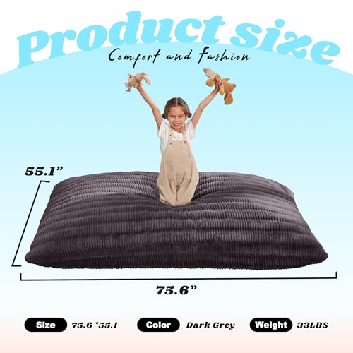 Hobestluk 3 in 1 Bean Bag Chair Giant Bean Bag Chairs Convertible Bean Bag Floor Cushion with Machine Washable Cover