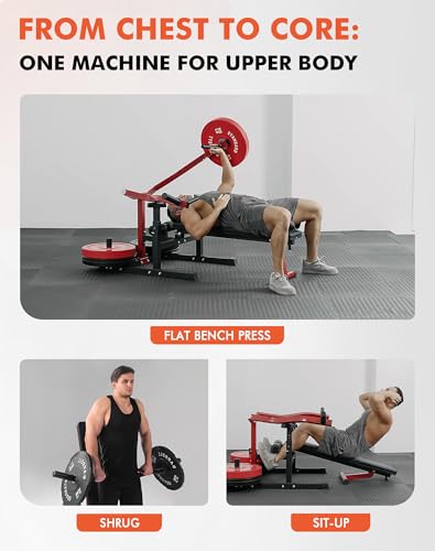 GMWD Chest Press Machine, 1050LBS Bench Press Machine with Independent Converging Arms, Adjustable Flat Incline Bench for Chest, AB Workouts
