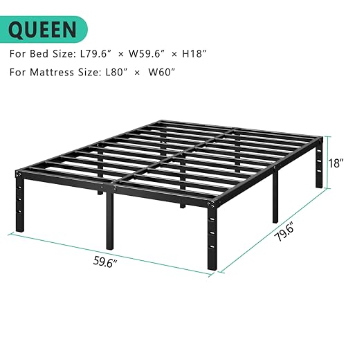 Metal Platform Bed Frame 14 Inch Tall Bed No Box Spring Needed,Twin Size Bed with Heavy Duty Strong Support Slats,Easy to Assemble,Black