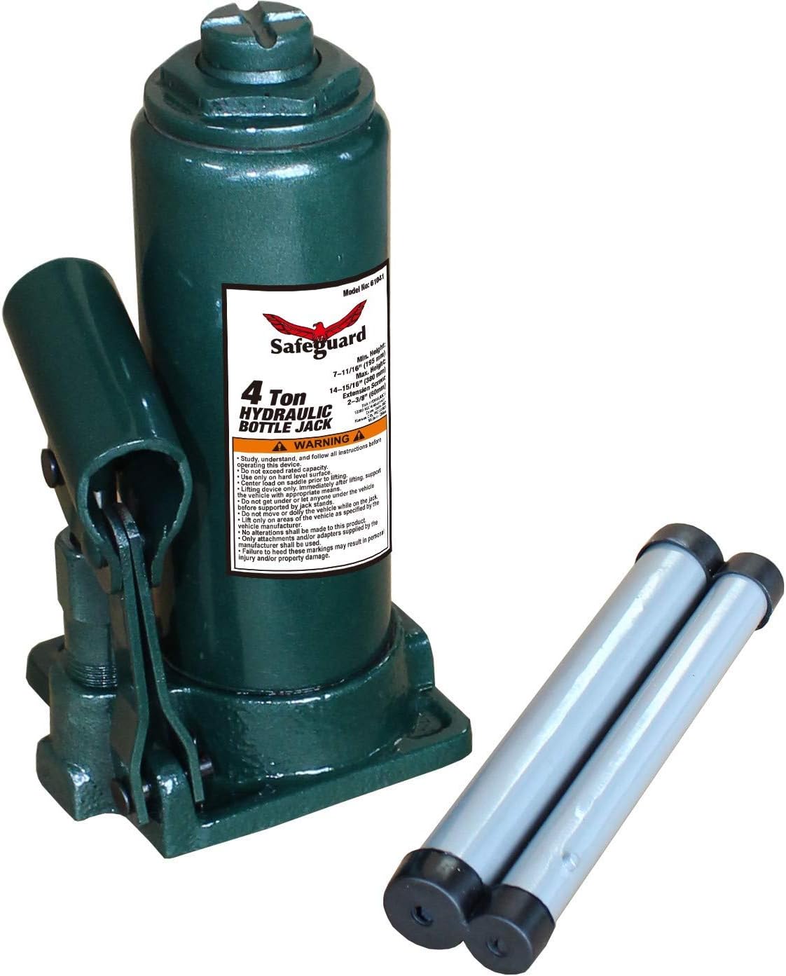 SAFEGUARD Bottle Jack, Steel, 4 Ton Capacity Pack of 2