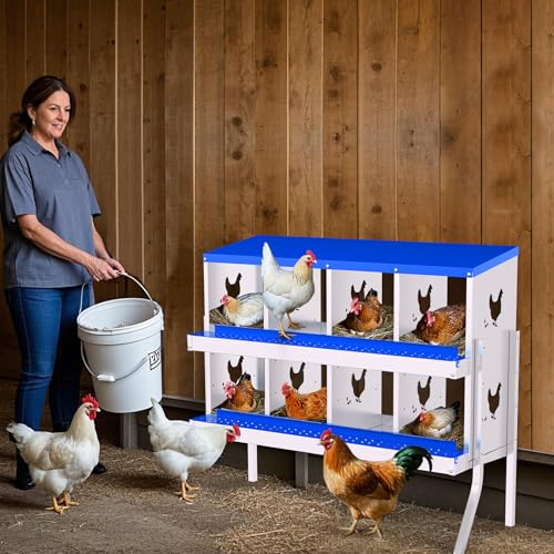 Garvee Chicken Nesting Box with Removable Tray, 8 Compartment Nesting Boxes for Chickens, Easy to Clean and Install