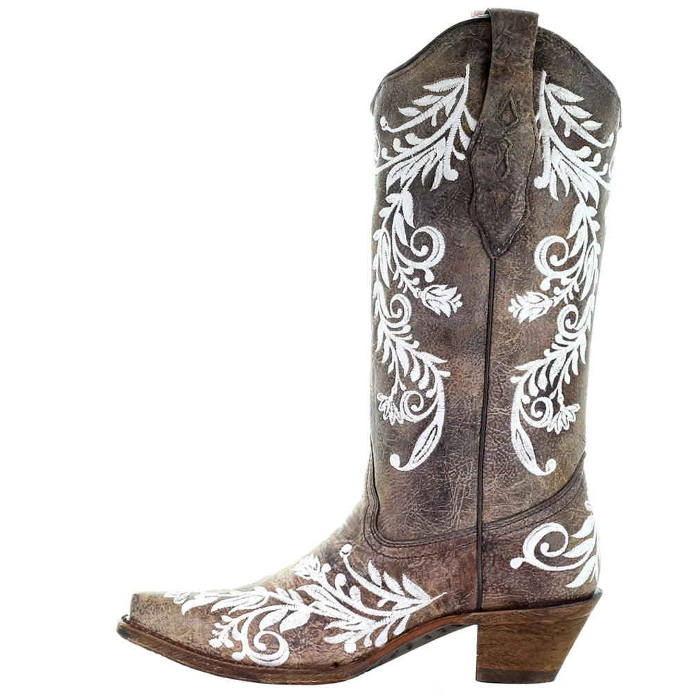 Corral Boots  Womens Glow In The Dark Studded Snip Toe   Dress Boots   Knee High Mid Heel 2-3"
