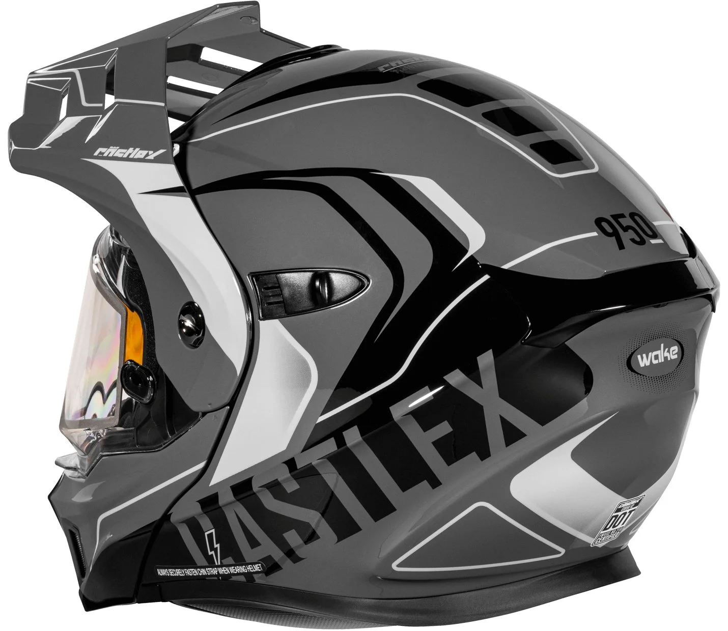 Castle X CX950 V2 Wake Modular Dual-Sport Helmet W/Electric Lens Shield Charcoal-Black Large (2024)
