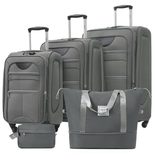 Merax Suitcase Set Softside 3-Piece Expandable Luggage with TSA Lock Spinner Wheels Lightweight Upright Luggage with Travel Bag(22/26/30 IN