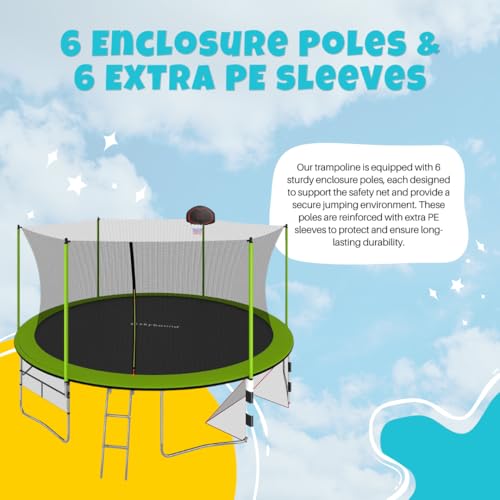 SkyBound Trampoline with Safety Enclosure Net - 10ft 12ft 14ft 15ft 16ft Large Outdoor Backyard ASTM Approved Trampolines for Kids & Adults