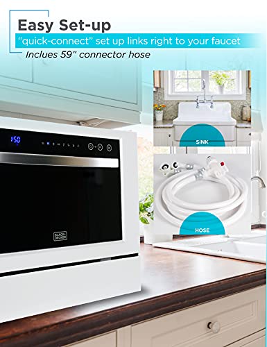 BLACK+DECKER BCD6W 6 Place Setting Compact Countertop Dishwasher