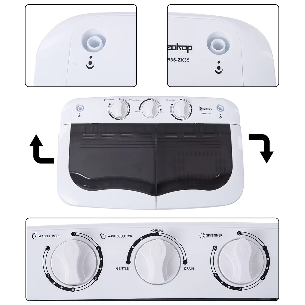 Washing Machine, 14.3 lbs Twin Tub Washer Machine and Dryer Gray