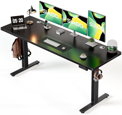 SIAGO Electric Standing Desk Adjustable - 48 x 24 Inch Sit Stand up Desk with Cable Management - 3 Memory Preset Adjustable Height Table