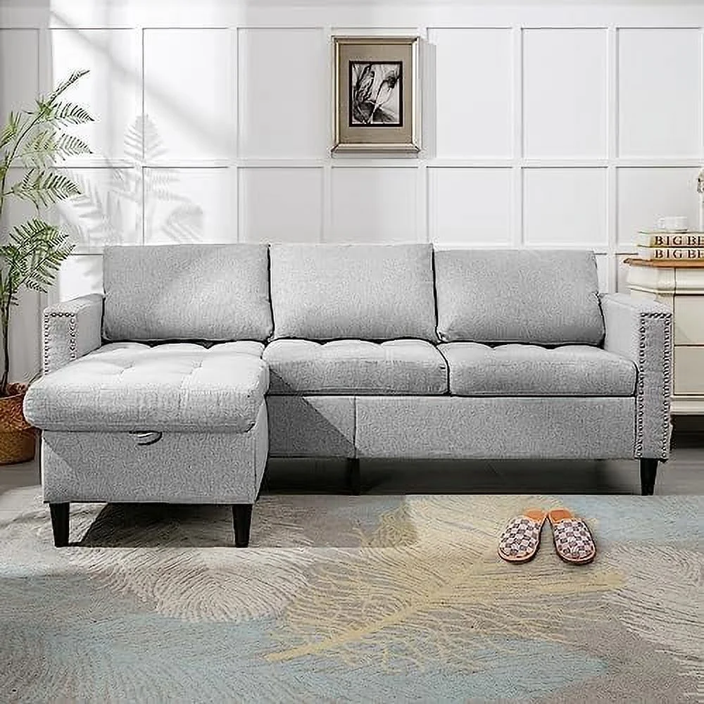 xrboomlife Reversible Sectional Couch Set 3 Seat L Shaped Modular Sofa Bed with Flexible  Ottoman Chaise Modern Sofa Couches for Living Room