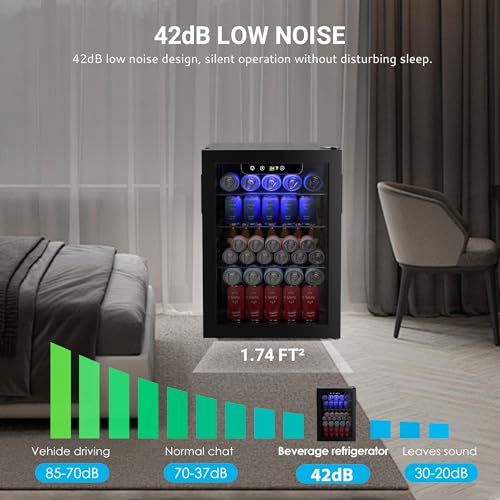 EUHOMY 100 Can Beverage Refrigerator cooler-Mini Fridge Glass Door for Beer Drinks Wines