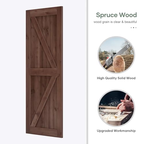 Double 36x80 inch Sliding Barn Wood Doors Slab with 6.6ft Hardware Kit and Handle