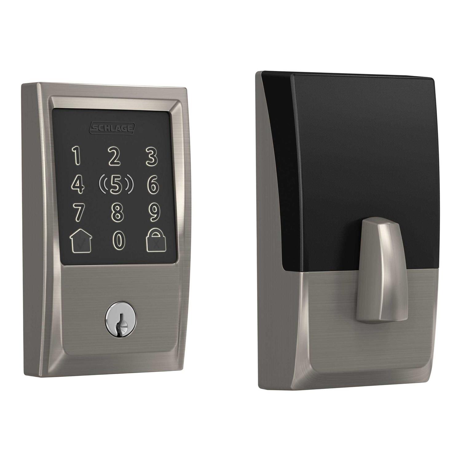 Schlage Encode Plus Satin Nickel Metal WiFi Deadbolt with Century Trim BE499WBVCEN619 - Shop Hardware Tools Online Store