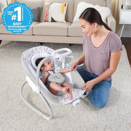 Ingenuity SimpleComfort Lightweight Compact 6-Speed Multi-Direction Baby Swing, Vibrations & Nature Sounds, 0-9 Months 6-20 lbs (Pink Cassidy)