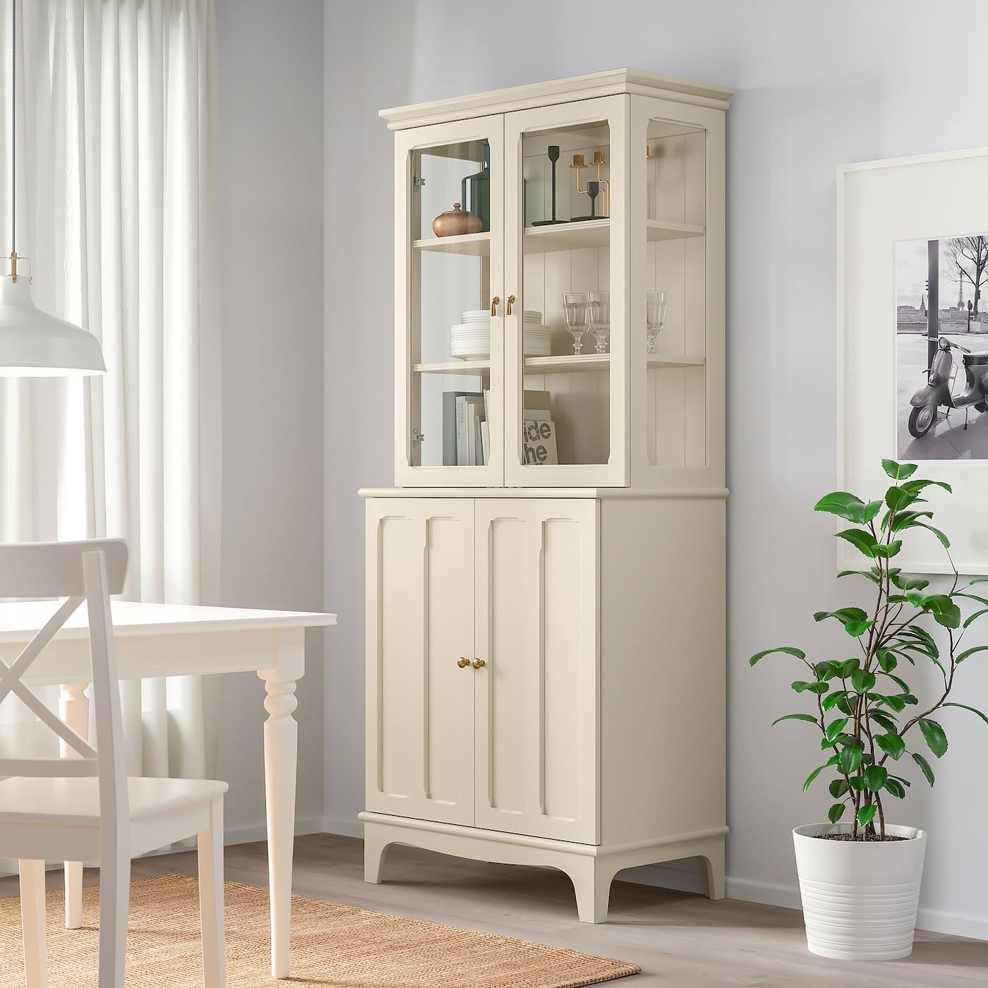 IKEA - LOMMARP Cabinet with Glass Doors, Light Beige, 33 7/8x78 3/8