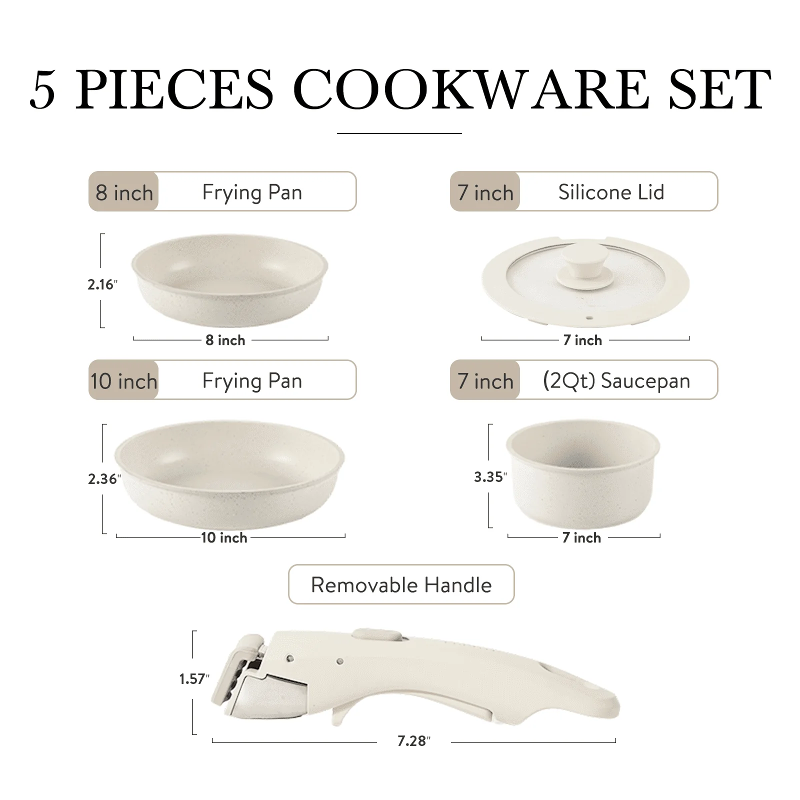 Carote Nonstick Cookware Sets, 17 Pcs Granite Non Stick Pots and Pans Set with Removable Handle