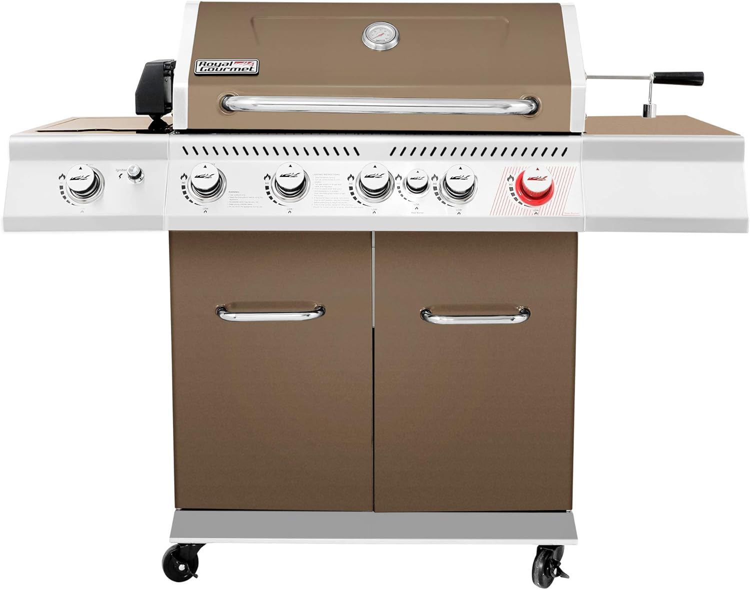 Royal Gourmet GA5403B Premier 5 BBQ Propane Gas Grill with Rotisserie Kit, Sear, Infrared Rear Side Burner