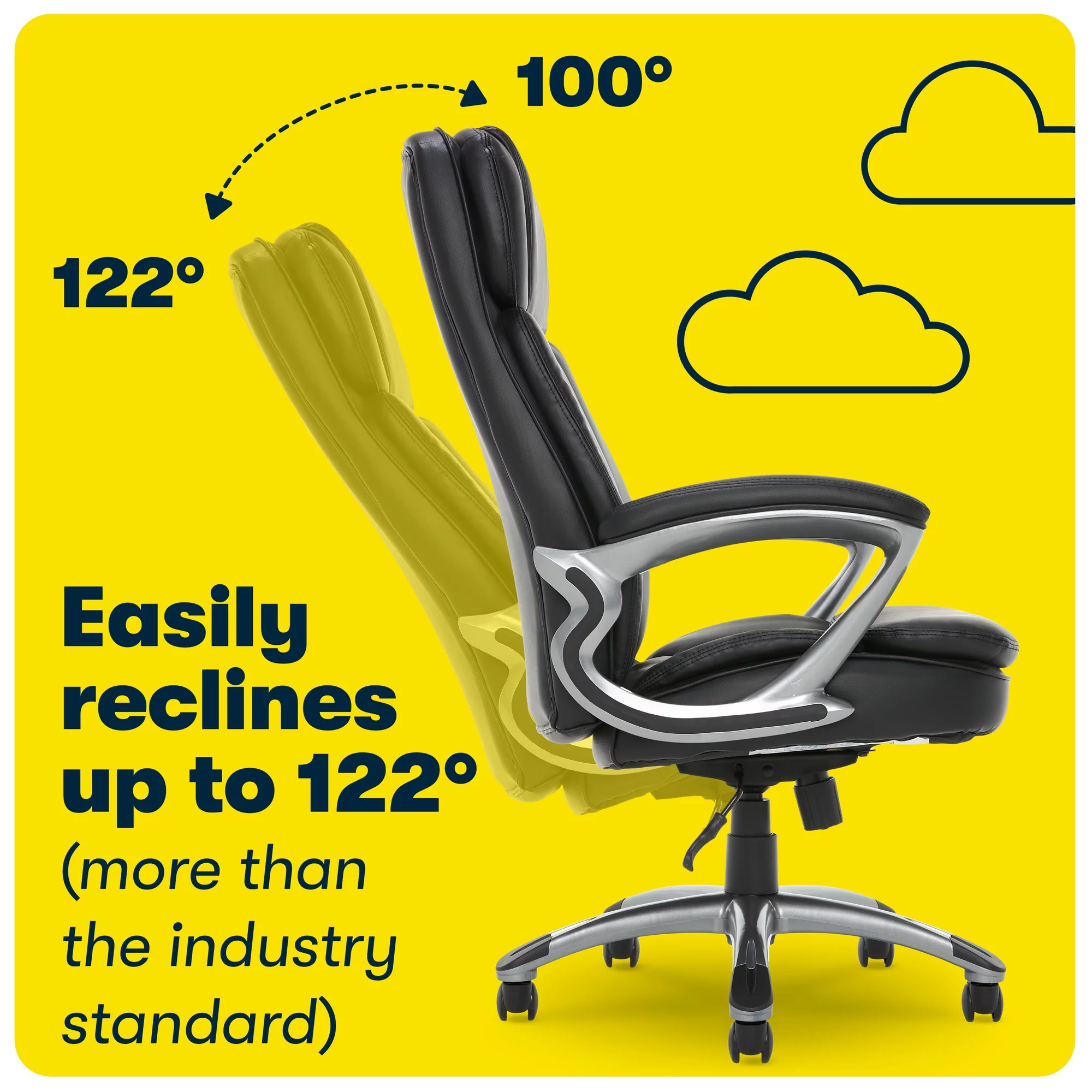 Serta Puresoft Faux Leather Big and Tall Executive Office Chair, Black