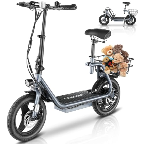 Caroma Peak 500W/800W/1200W Electric Scooter with Seat 14" Tire, 30 Miles Range 20MPH Max Speed, Foldable Electric Scooter for Adults 300 LBS Max Load