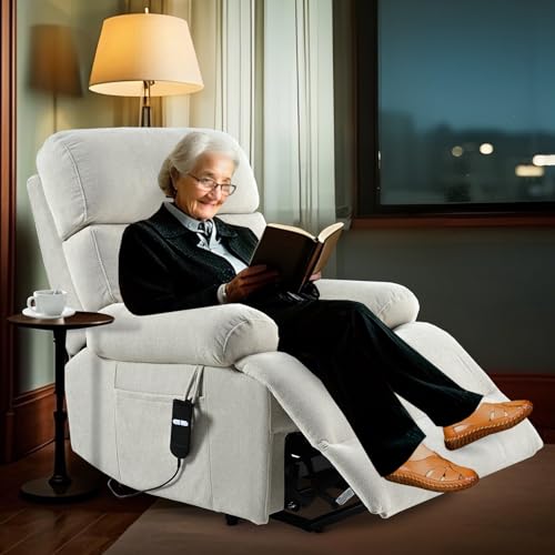 Small Power Lift Recliner for Elderly, Lift Chair Recliners, Electric Recliner Chairs for Seniors, Remote Control, Adjustable, Side Pocket (Navy Blue)