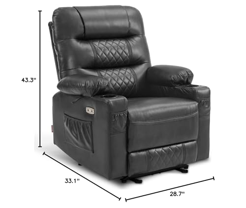 MCombo Zero Gravity Power Recliner Chair with Heat and Vibration Massage, Reclining Chair with USB Ports, Cup Holders for Living Room