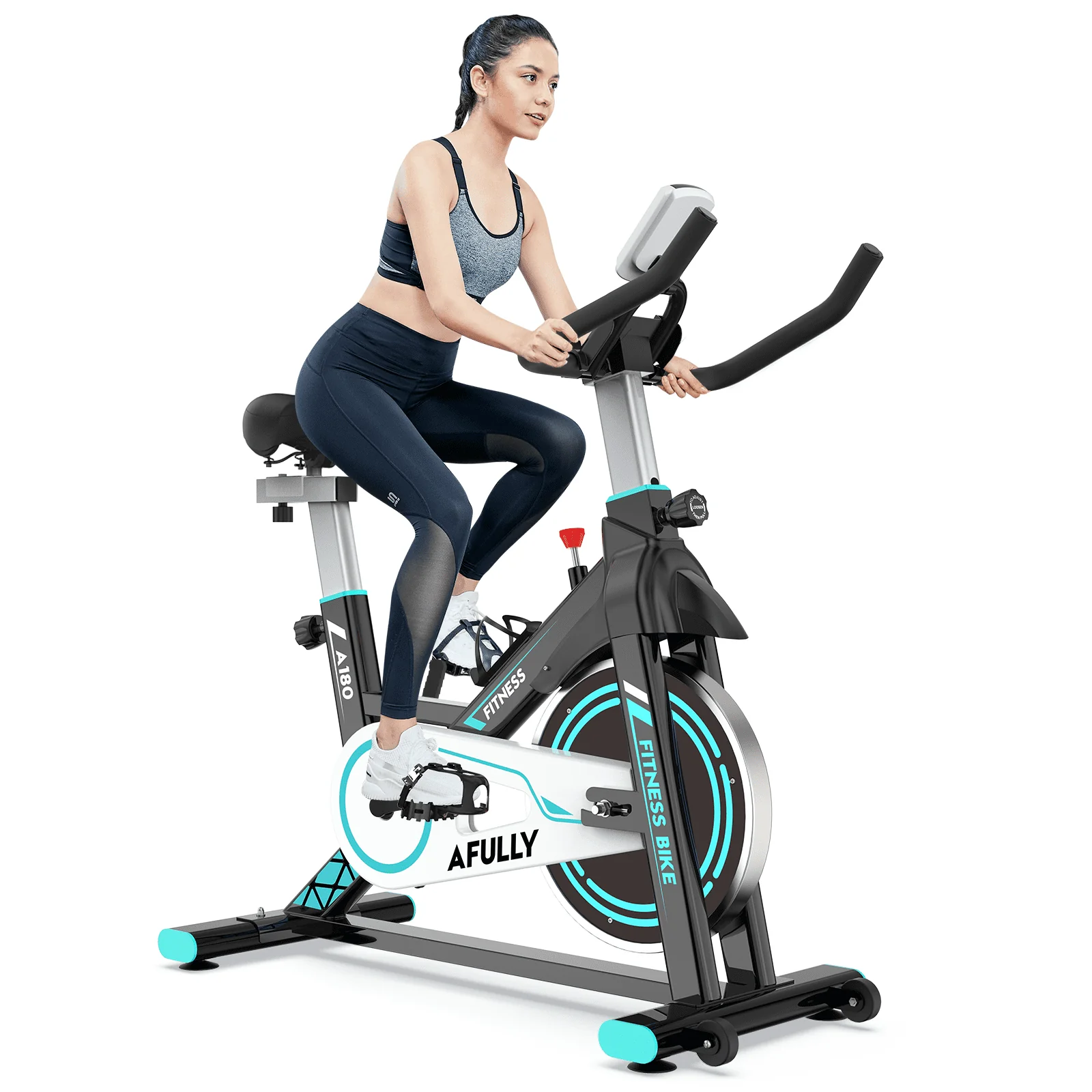 Pooboo Indoor Cycling Exercise Bikes Stationary Fitness Cycle Upright Cycling Belt Drive for Home Cardio Workout 35 Lbs Flywheel 350lb