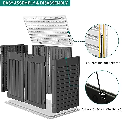 YITAHOME Outdoor Horizontal Storage Sheds w/o Shelf, Weather Resistant Resin Tool Shed, Multi-Opening Door for Storage of Bike, Trash Cans