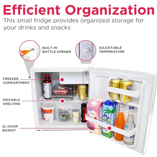 Frigidaire EFR176 Retro Compact Fridge with Chiller Mini Refrigerator with Built-in Bottle Opener for Office, Bedroom, Dorm Room or Cabin