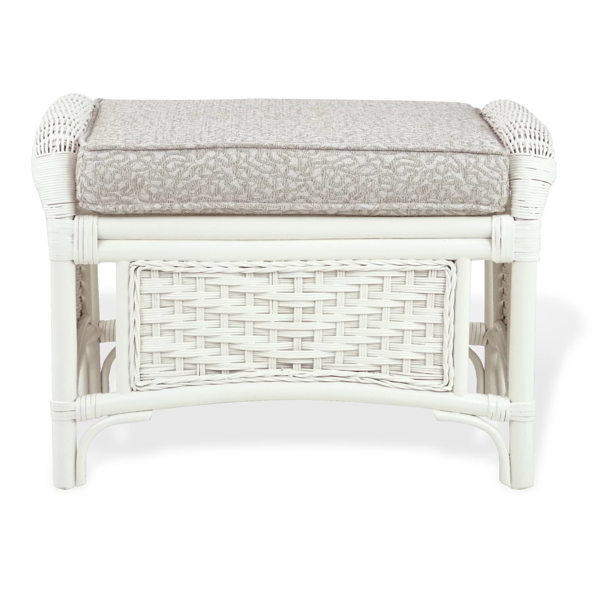 Alexa Living Armchair w/Ottoman White Color, Natural Rattan Wicker Handmade Design