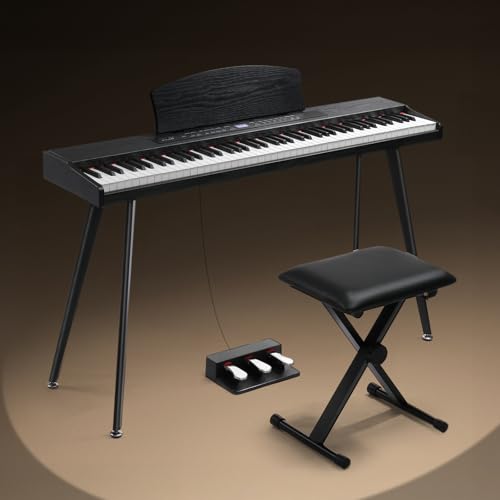 Ktaxon 88 Key Keyboard Piano Set, Full Size Digital Piano with Multi-Adjustable Height Bench, Powerful Functional Panel