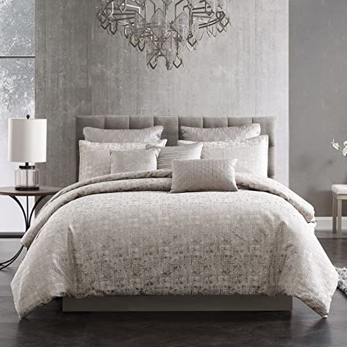 Riverbrook Home 100% Polyester Comforter Set, Queen, Hillcrest - Ivory/Gold, 9 Piece Set