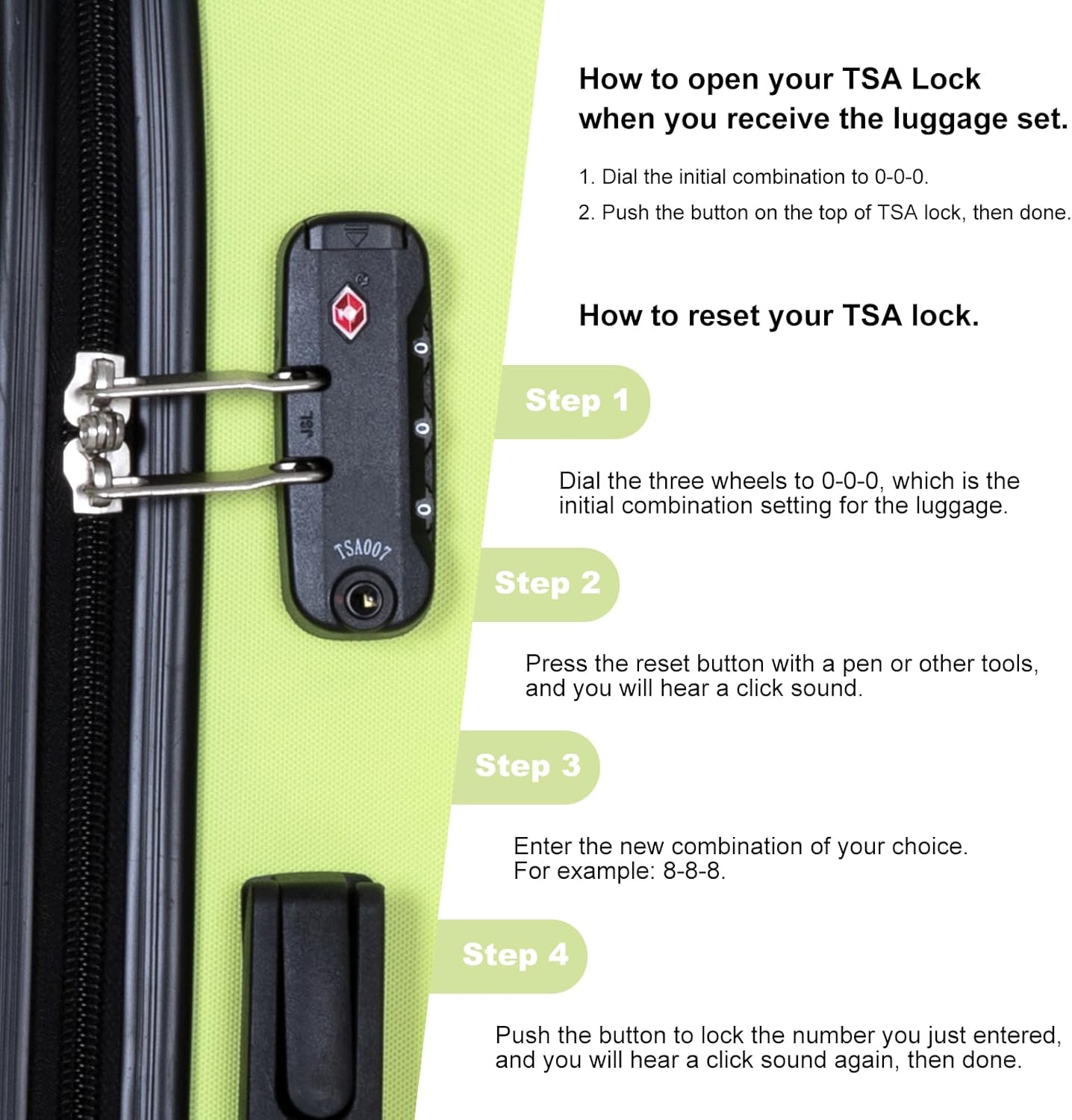 4 Piece Luggage Sets Travel Suitcase, Large Capacity Lightweight Luggage Sets with TSA Lock & Spinner Wheels