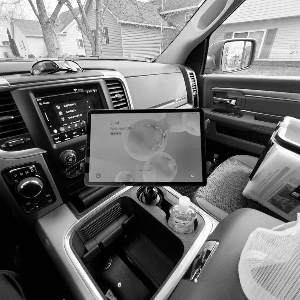 Tablet Cup Holder Mount for Car or Truck - by Tackform [ Enduro Series ] Heavy Duty ELD Mount - Aluminum 3-Way Adjustable Arm wi