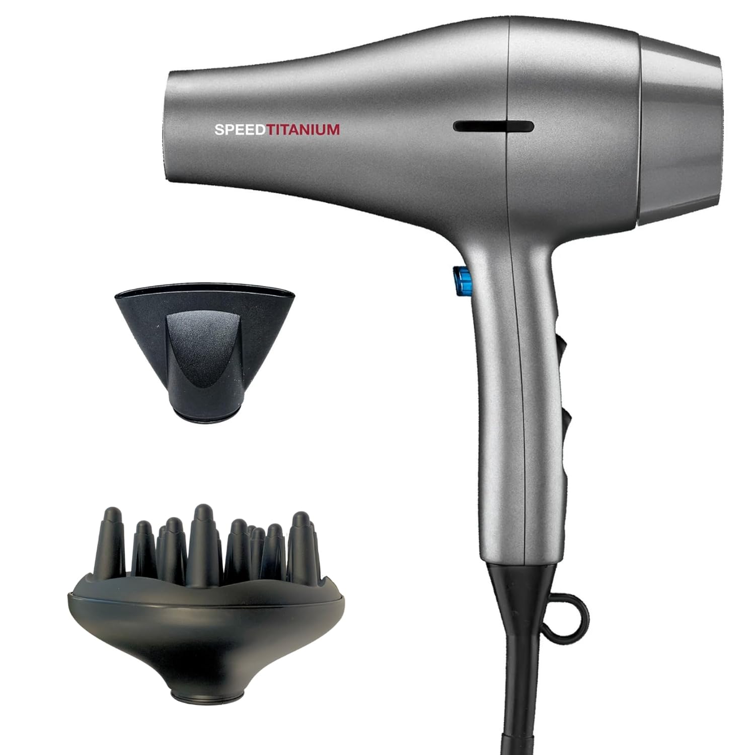 RUSK PRO Speed Titanium Hair Dryer - Ionic Generator Eliminates Frizz, Powerful AC Motor with 6 Speed and Heat Settings for Fast Styling