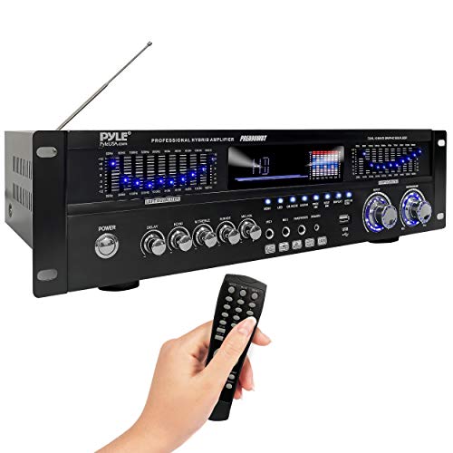 Pyle 6-Channel Bluetooth Hybrid Home Amplifier - 2000W Audio Rack Mount Stereo Power Amplifier Receiver w/ Radio, USB/AUX/RCA/MIC, HD/Optical/Coax