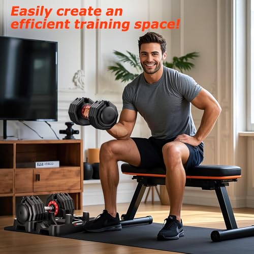 Adjustable Dumbbells Set of 2, 1-Sec Adjustable Weights Dumbbells Set, 5 in 1 Free Dumbbell with Anti-Slip Texture Handle