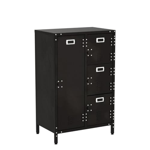 MIIIKO Steel Cabinet Wardrobe, Metal Locker Cabinet with Hanging Rod, Metal Clothing Locker Storage for Home, Office, Garage and Changing Room