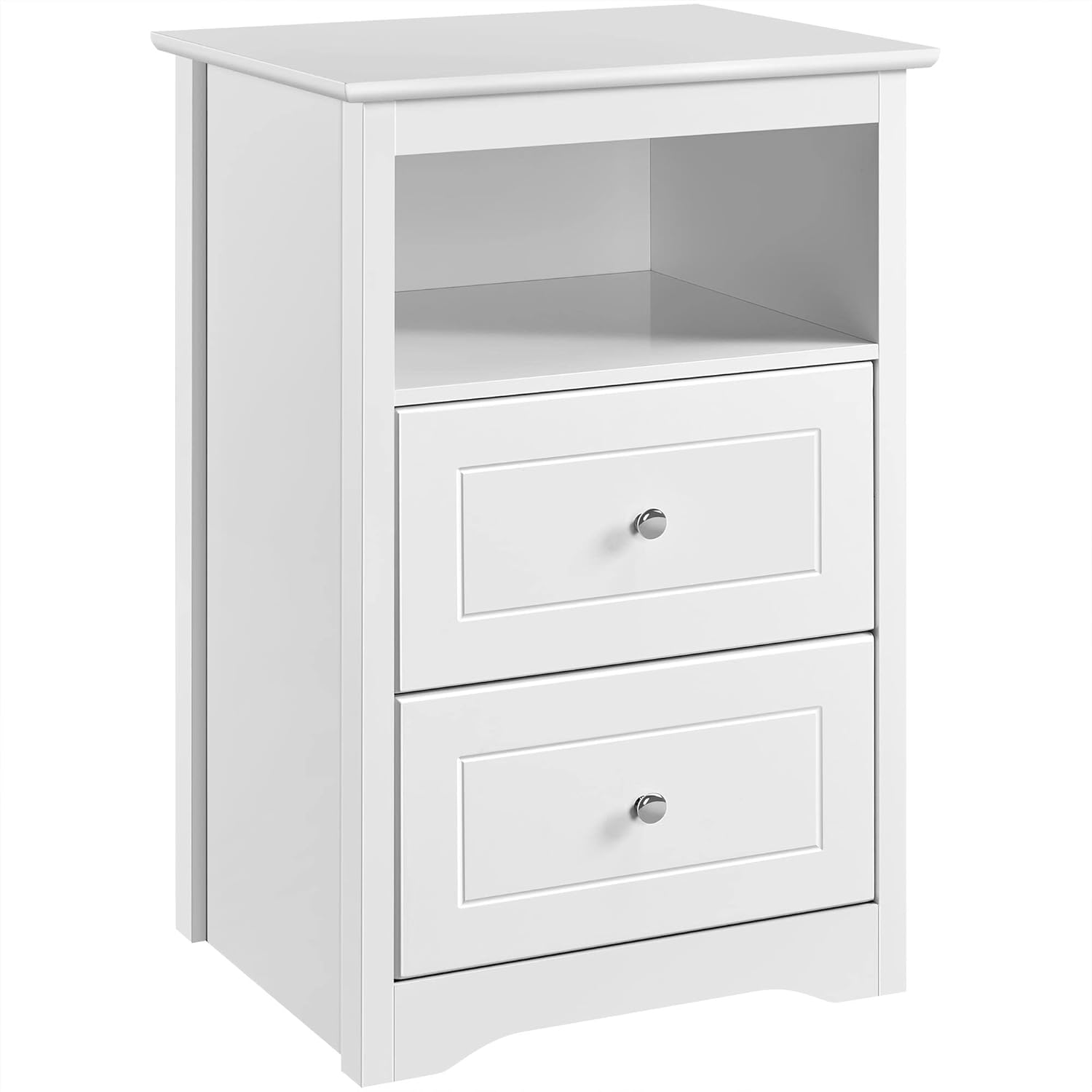 Topeakmart Tall End Table with 2 Drawers and Open Shelf, Sofa Chair Side Storage Cabinet for Living Room Small Space, L19xW15.7xH29 Inches, Black