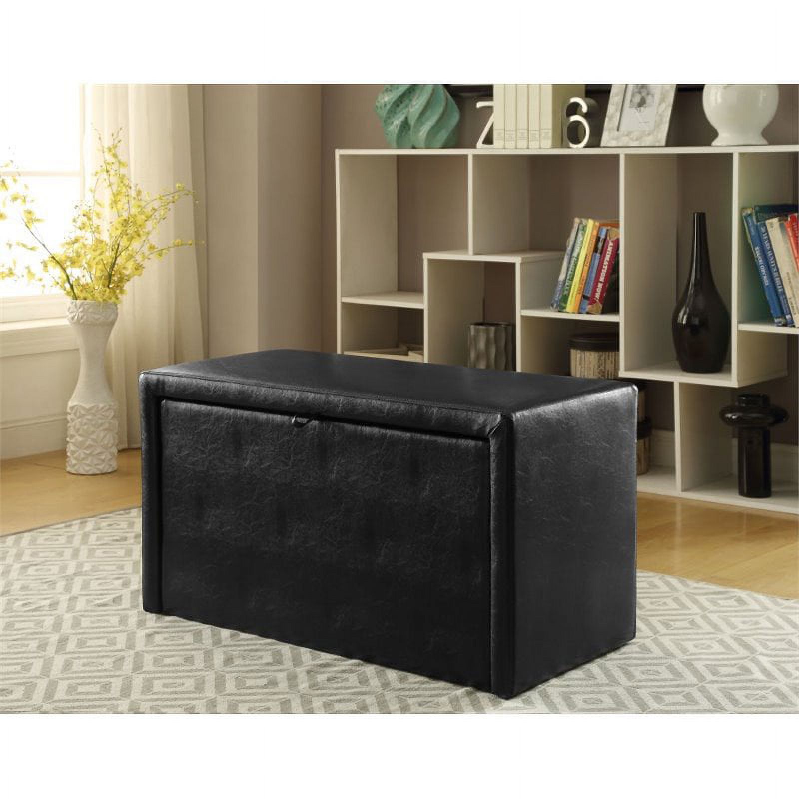Furniture of America Drester Faux Leather Bench and Ottoman Set in Dark Brown