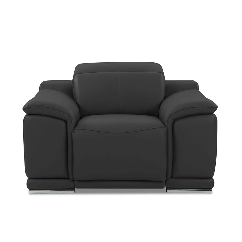 Titan Furnishings Genuine Italian Leather Power Reclining Chair in Dark Gray