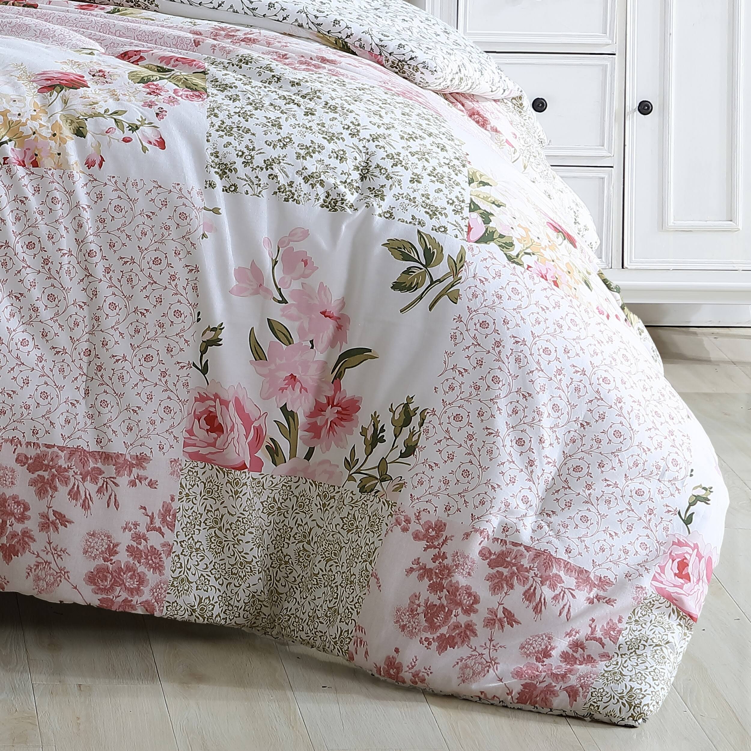 Laura Ashley Ailyn Cotton Pink Comforter Bonus Set (Twin)