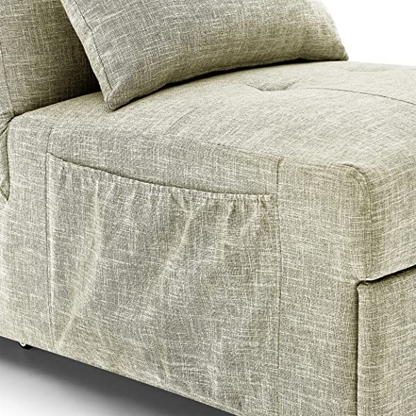 4-in-1 Sleeper Sofa Bed, HABITRIO Solid Wood Frame Polyester Upholstered Seating Couch w/A Pillow, Work As Ottoman, Single Chair