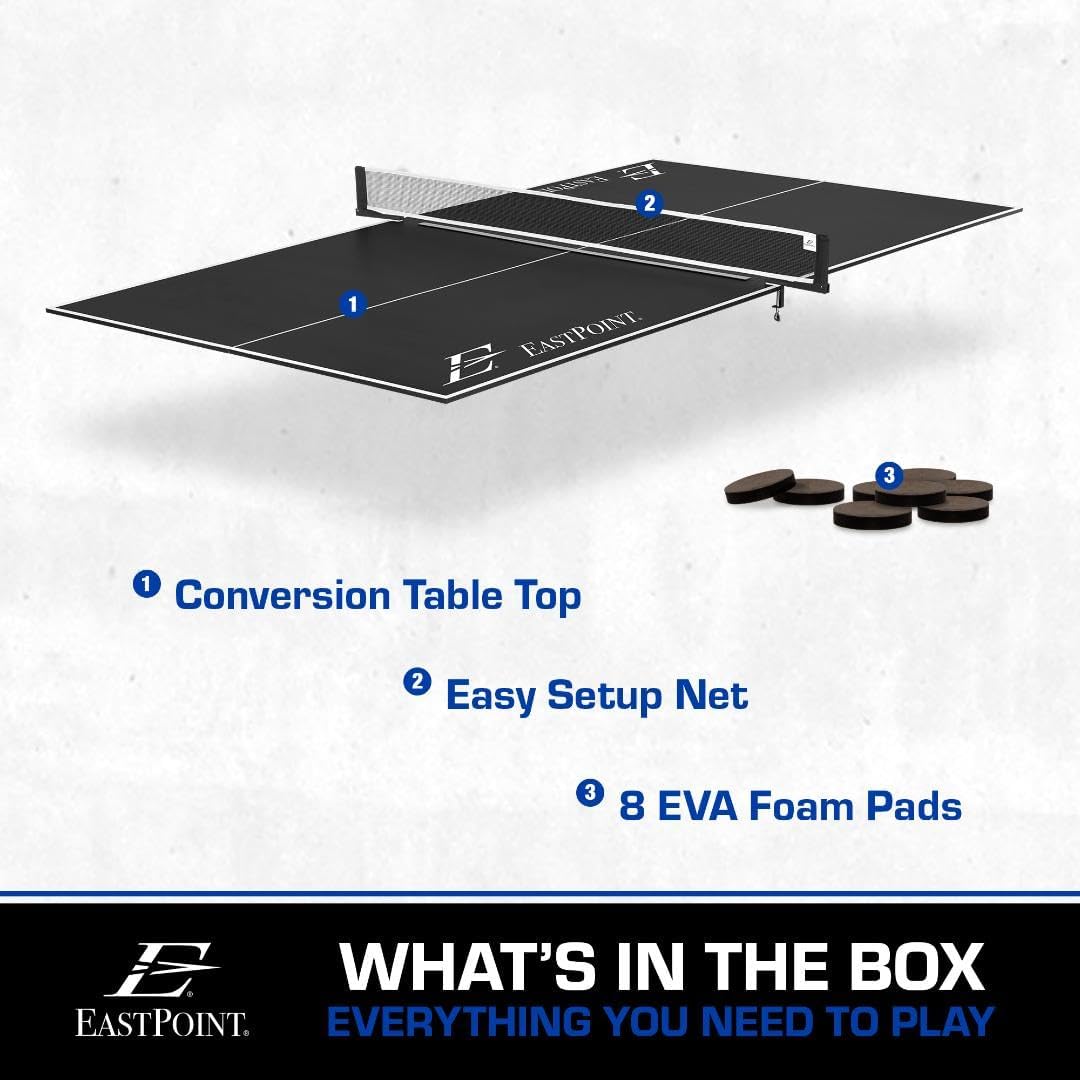 EastPoint Sports Ping Pong Conversion Top, Foldable Table Tennis Topper, Lightweight and Portable, Zero Assembly Required, Blue