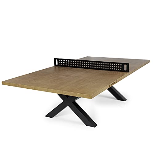 JOOLA Outdoor Table Tennis Table - Multi Use Conference Table Dining Table - Concrete Wood Look Includes Steel Outdoor Ping Pong Net Set & Frame