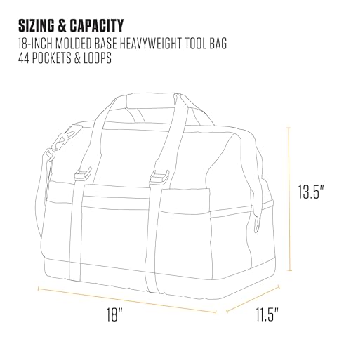 Carhartt Onsite Tool Bag, Durable Water-Resistant, Tool Storage Bag, Heavyweight w/Molded Base, 18-Inch, Carhartt Brown