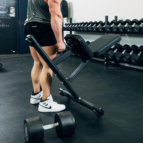 Titan Fitness Seated Stationary Bench, Rated 330 LB, Ergonomic Angled Back, Comfortable HeftyGrip Padding, Front Handle