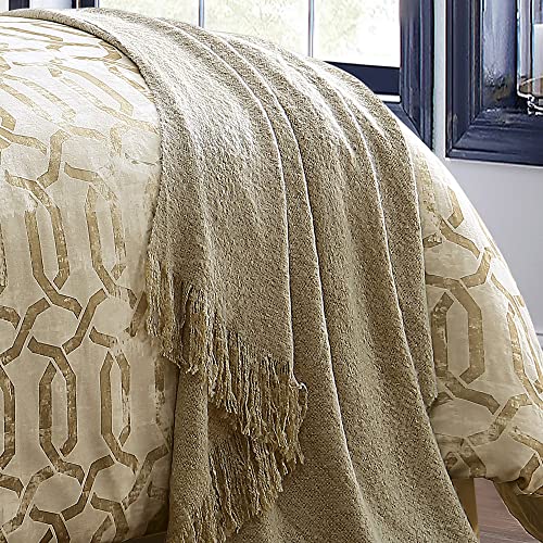 Riverbrook Home 100% Polyester Comforter Set, Queen, Hillcrest - Ivory/Gold, 9 Piece Set