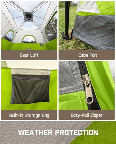 FanttikOutdoor Camping Tent 4/6/8/10 Person Instant Cabin Tent Setup in 60 Seconds with Rainfly & Windproof Portable with Carry Bag for Family