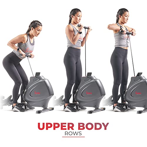 Sunny Health & Fitness Multi-Function Premium Magnetic Rowing Machine, Bicep Curls, Upward Rows, Seated Rows, Foldable Slide Rails, Digital Monitor